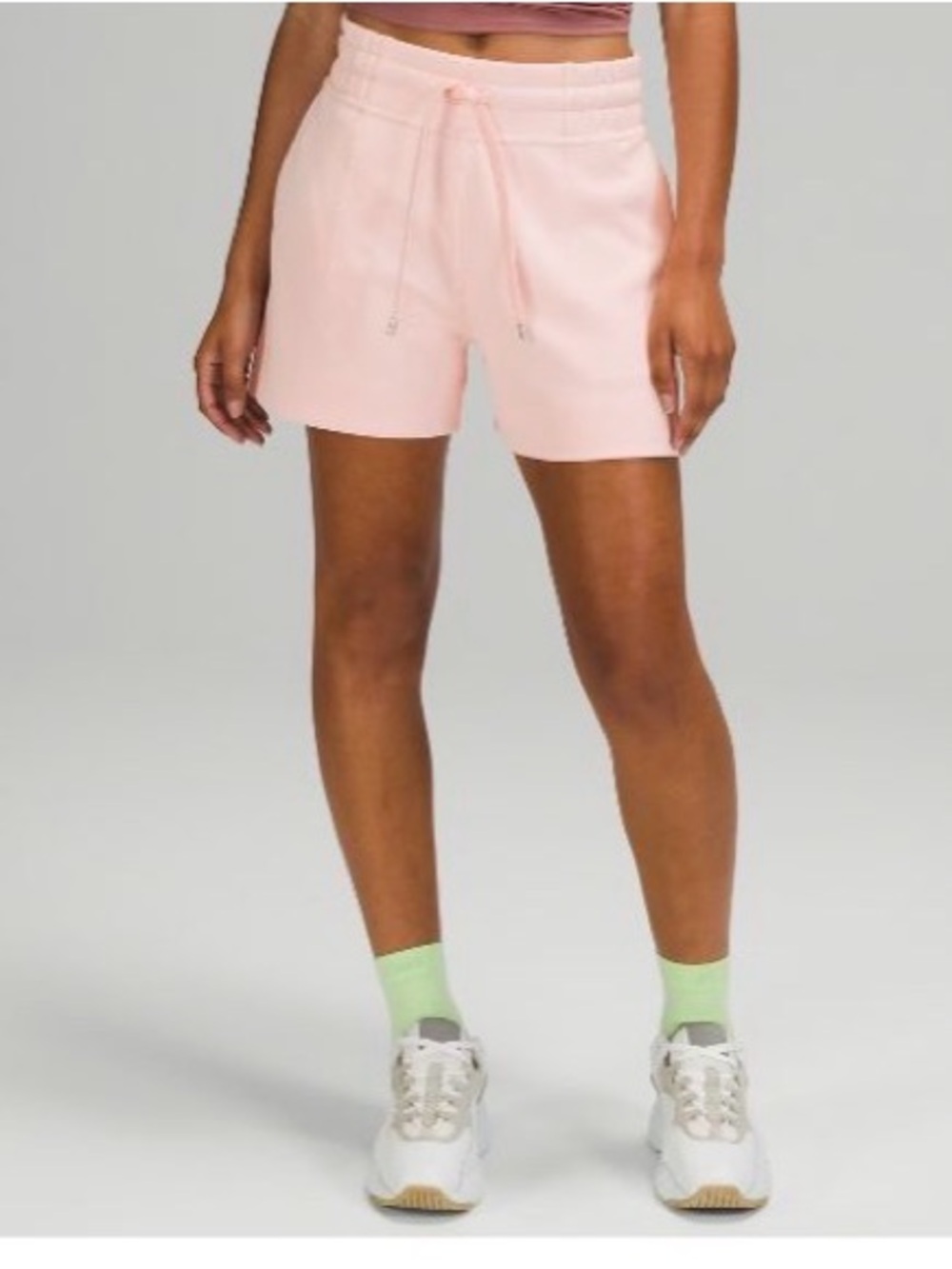 Lululemon Softstreme Shorts in Pink Mist to match the Get Centered Crop Hoodie